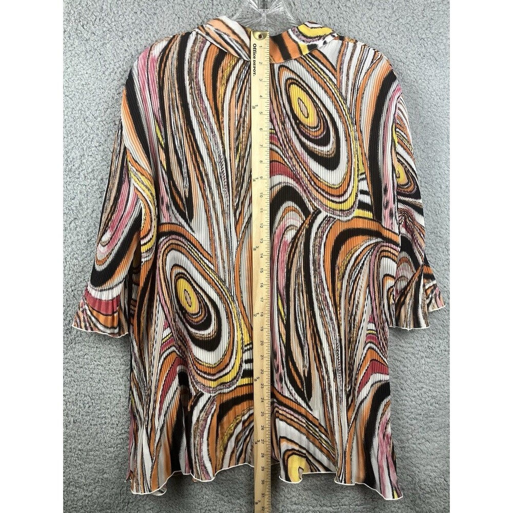 C J Banks Crinkle Knit Button Up Blouse Women’s 2X Boho Disco Psychedelic - Picture 3 of 6